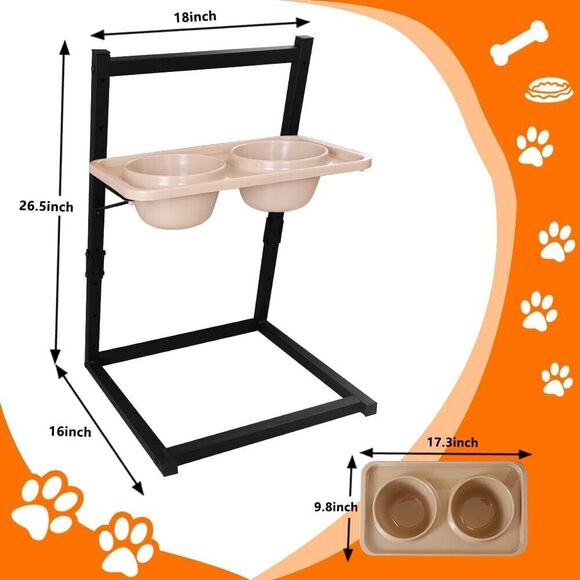 Mellart Elevated Dog Bowls for Large Dogs - Adjustable From  6.7"- 25" - Picture 4 of 9